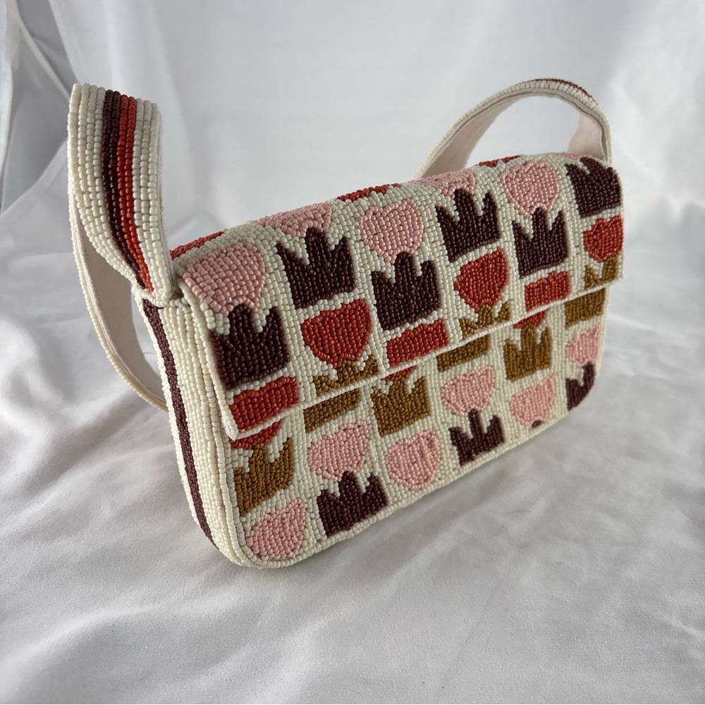 Anthropologie The Fiona Beaded Bag Floral Edition Retro Flower Purse - Picture 12 of 16